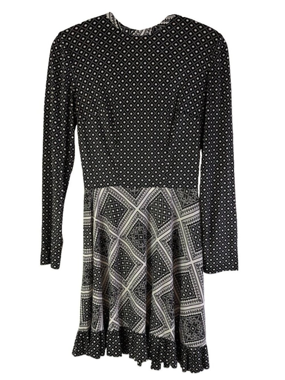 Vintage 70s Disco Dress Mini Micro Mixed Print Swing USA